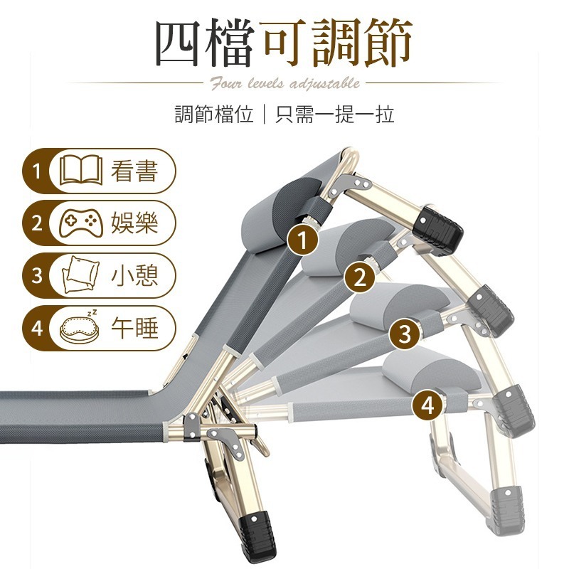四檔調節 簡易折疊床 單人床 折疊床 行軍床 午休折疊床 休閒床 看護床 摺疊床 午睡床 簡易午睡床 陪護床-細節圖5