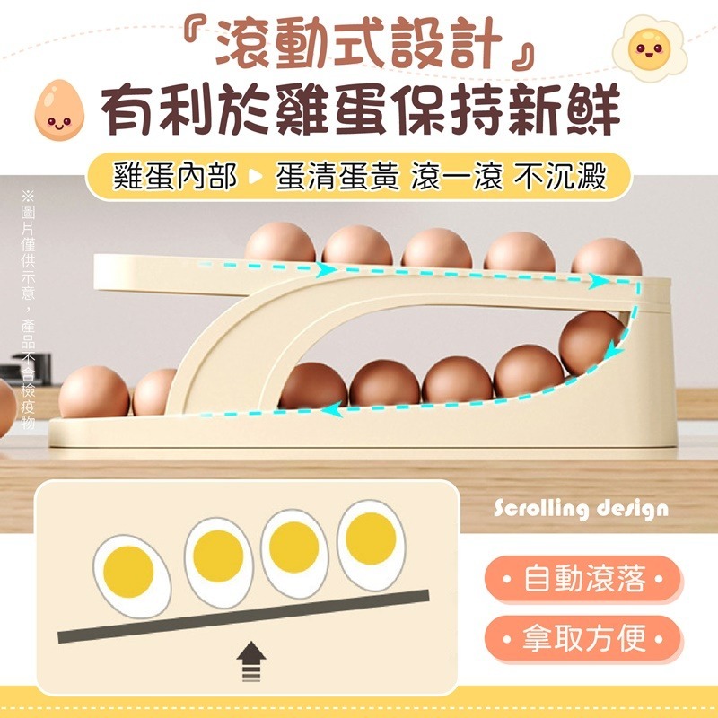 滑梯式雞蛋盒 滾動雞蛋盒 雞蛋收納盒 雞蛋盒 雞蛋收納 蛋盒收納 蛋盒 雞蛋架 冰箱收納盒 雞蛋保鮮盒 裝蛋盒 蛋架-細節圖5