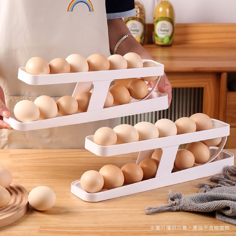 滑梯式雞蛋盒 滾動雞蛋盒 雞蛋收納盒 雞蛋盒 雞蛋收納 蛋盒收納 蛋盒 雞蛋架 冰箱收納盒 雞蛋保鮮盒 裝蛋盒 蛋架-細節圖10