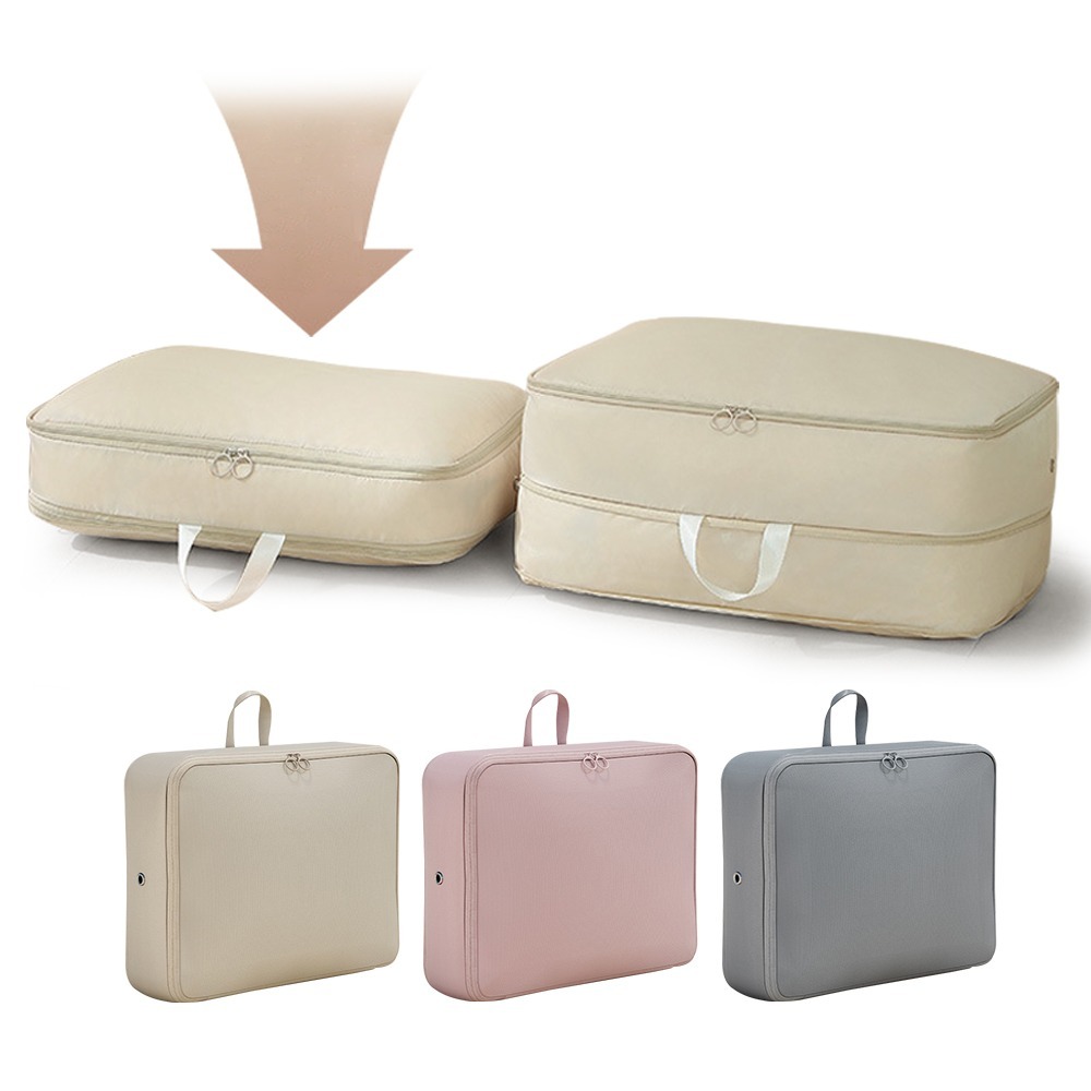 壓縮收納袋 雙拉鍊壓縮收納袋 羽絨服收納包 衣櫃整理袋 布藝雙拉鍊透 氣孔壓縮收納袋 手提收納袋 收納袋 換季收納袋-細節圖2