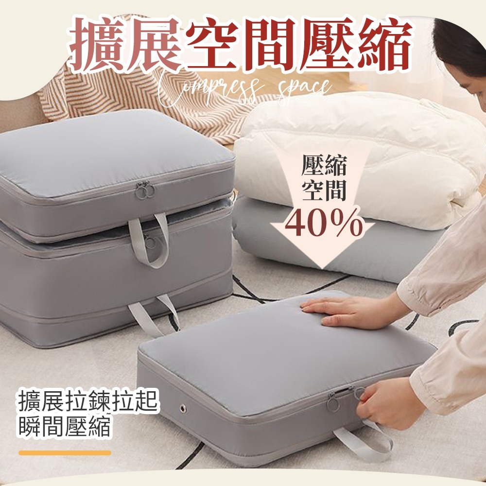 壓縮收納袋 雙拉鍊壓縮收納袋 羽絨服收納包 衣櫃整理袋 布藝雙拉鍊透 氣孔壓縮收納袋 手提收納袋 收納袋 換季收納袋-細節圖5
