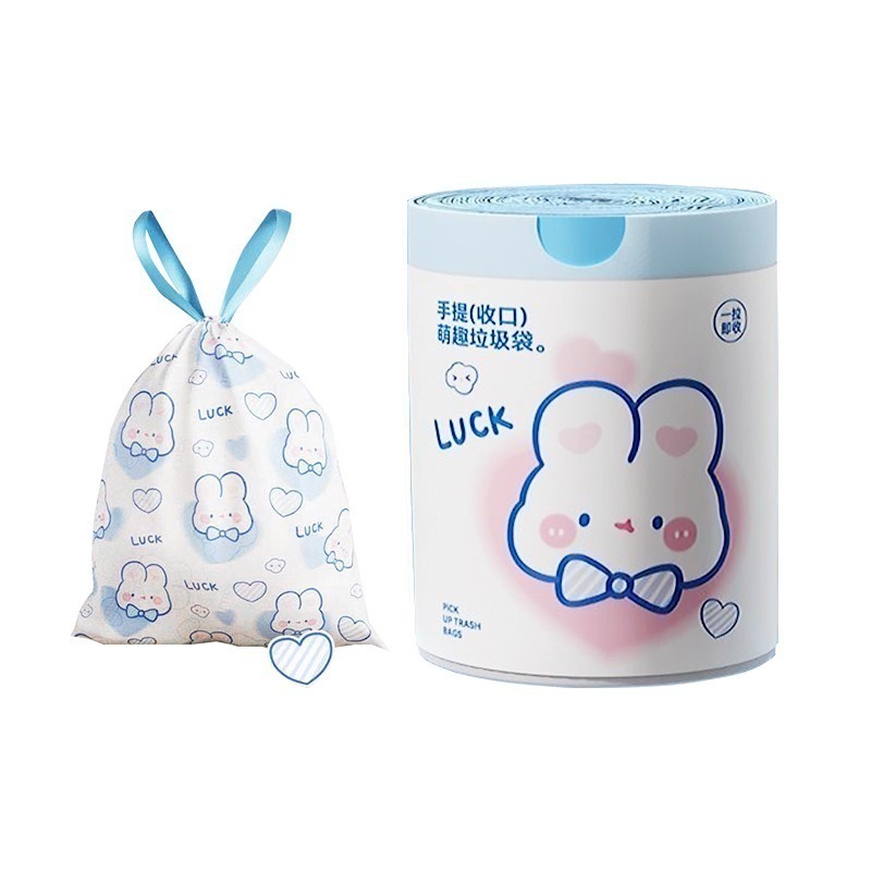 不易滴漏 兔兔抽繩垃圾袋 抽繩垃圾袋 艾草抽繩垃圾袋 束口垃圾袋 拉繩垃圾袋 收口垃圾袋 兔兔塑膠袋 抽繩塑膠袋-細節圖2