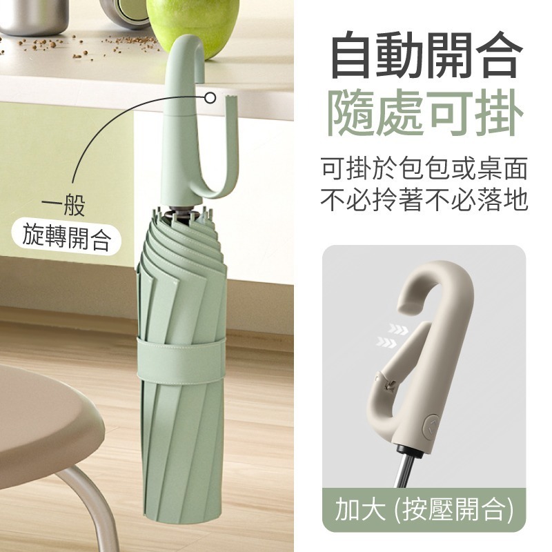 50骨環扣反向自動傘 節節傘 勾勾傘 大雨傘 防曬傘 遮陽傘 反向自動傘 反向傘 折疊傘 摺疊傘 晴雨傘 自動傘-細節圖3