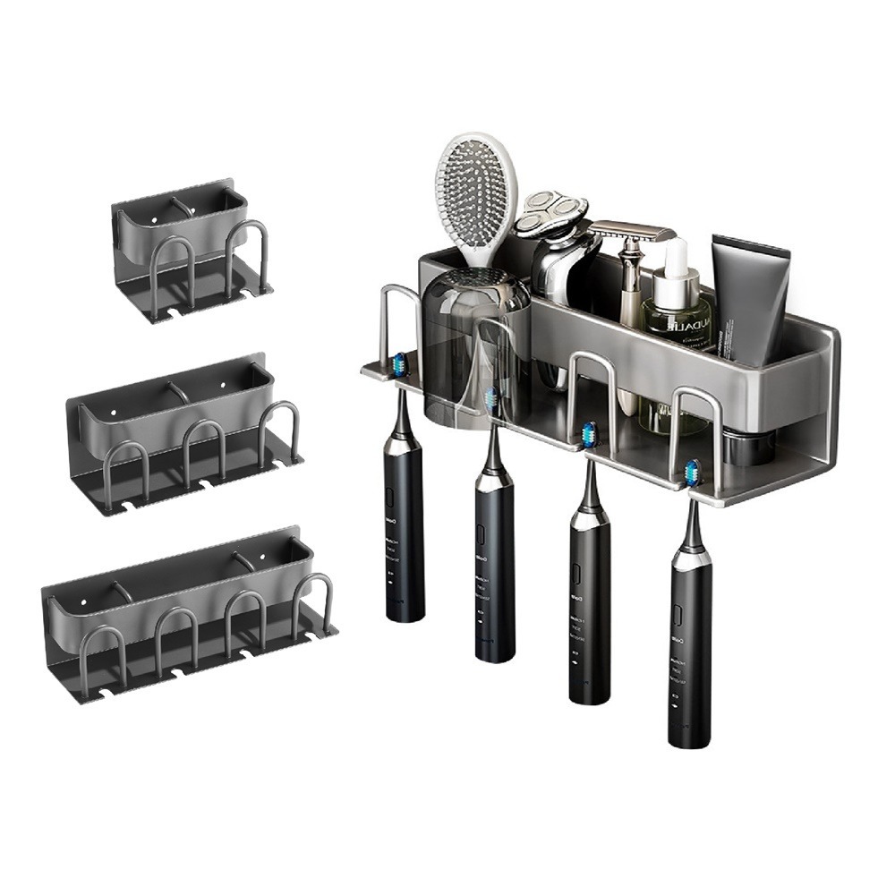 太空鋁牙刷置物架 牙刷置物架 牙刷牙膏架 牙刷架 牙刷收納架 牙刷杯架 浴室牙刷架 漱口杯架 浴室置物架 牙刷架壁掛-細節圖2