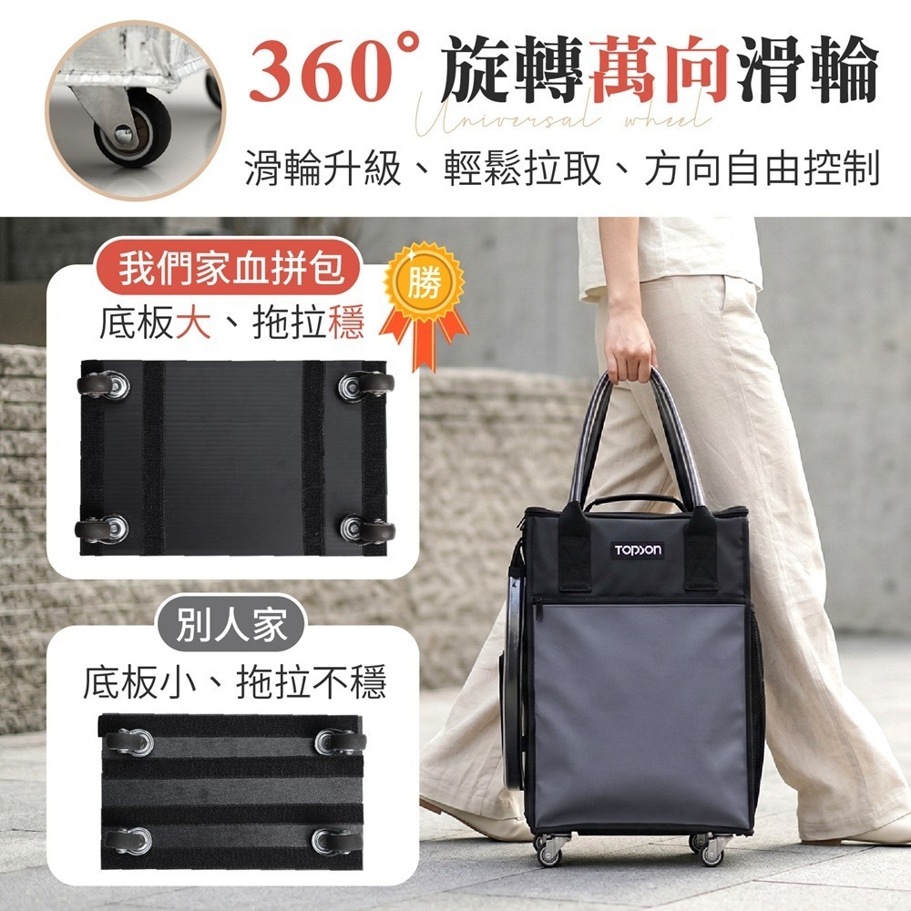 TOPSON 血拼包 購物包 環保購物袋 折疊購物車 大型購物袋 折疊行李袋 折疊旅行包 購物袋 行李袋 折疊推車-細節圖4