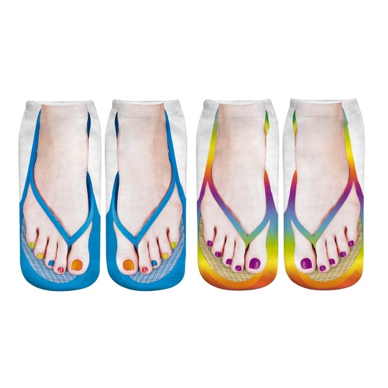 夾腳拖襪子 人字拖襪 拖鞋襪 可愛襪子 人字拖襪子 搞怪造型襪 交換禮物 創意襪子 拖鞋襪 短襪 襪子-細節圖2