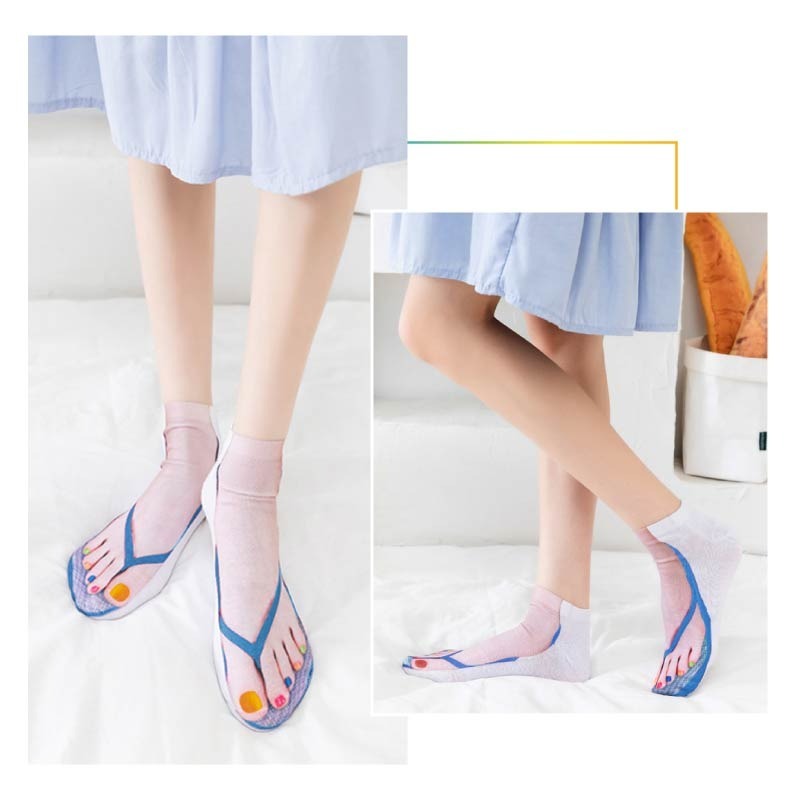 夾腳拖襪子 人字拖襪 拖鞋襪 可愛襪子 人字拖襪子 搞怪造型襪 交換禮物 創意襪子 拖鞋襪 短襪 襪子-細節圖10