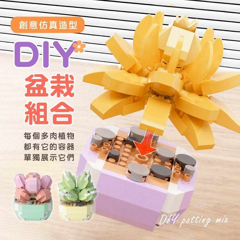 多肉植物盆栽積木 多肉植物 多肉積木 多肉盆栽積木 盆栽積木 積木花 植物積木 積木 交換禮物-細節圖7