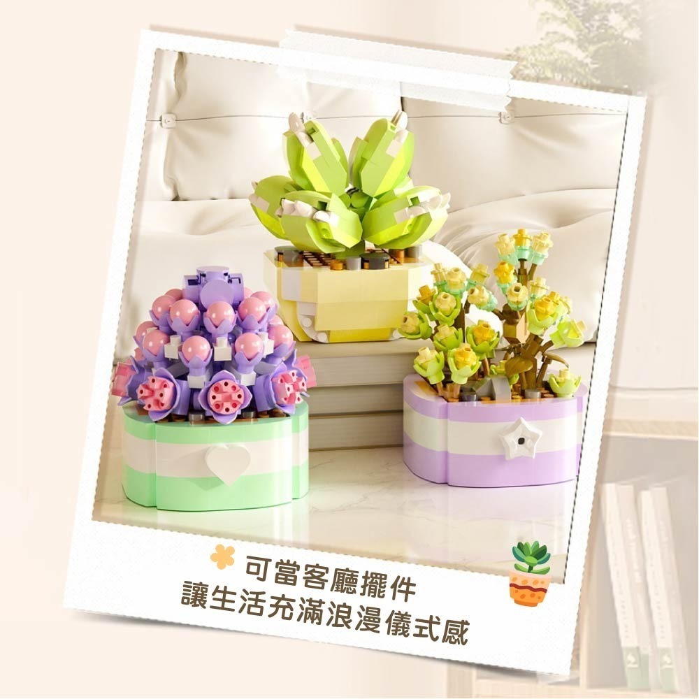 多肉植物盆栽積木 多肉植物 多肉積木 多肉盆栽積木 盆栽積木 積木花 植物積木 積木 交換禮物-細節圖11