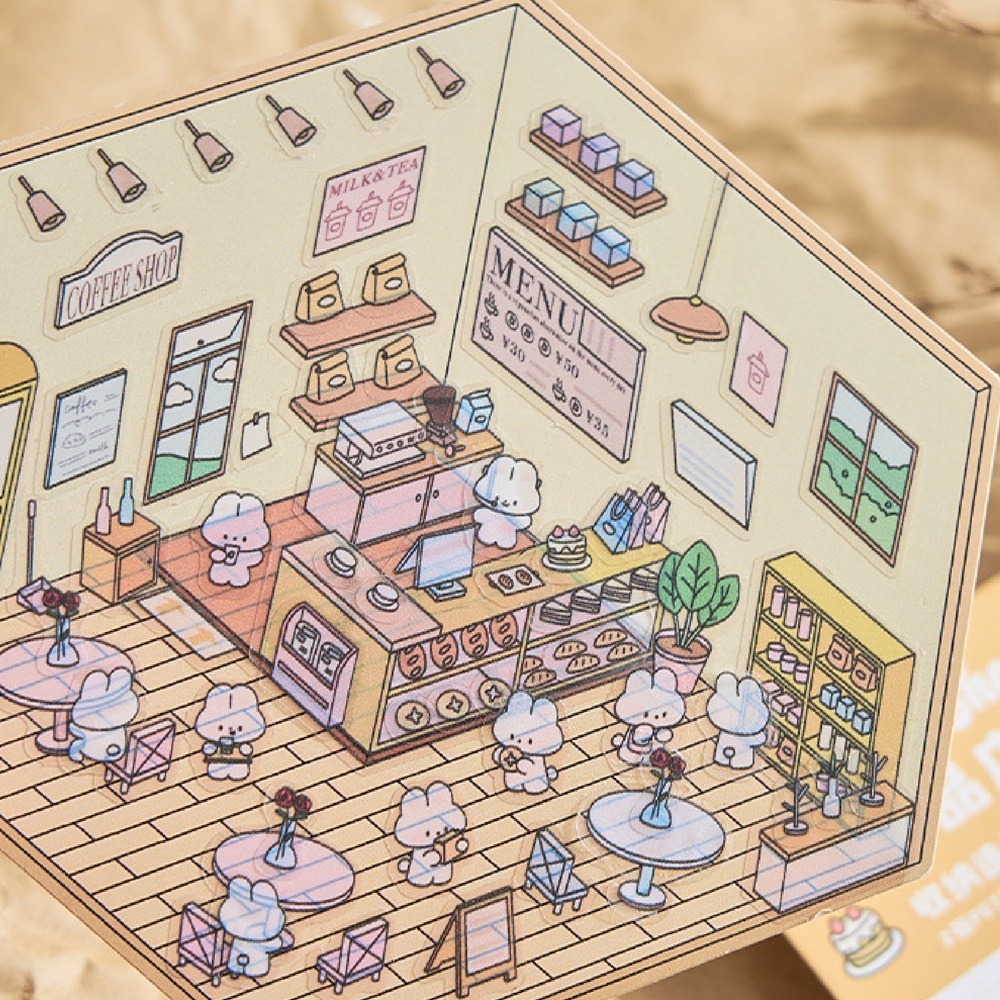 卡通造景貼紙 DIY貼紙書 可愛貼紙 立體貼紙 卡通貼紙 造景貼紙 貼紙包 裝飾貼紙 手帳貼紙 房子貼紙 場景貼 貼紙-細節圖9