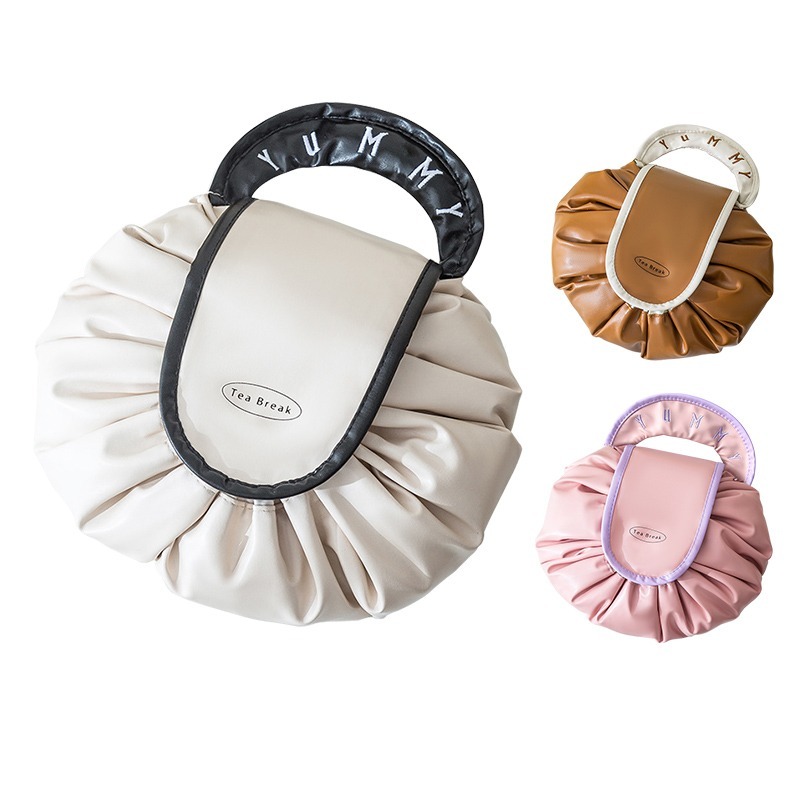 懶人束口化妝包 抽繩化妝包 化妝收納包 懶人抽繩化妝包 化妝袋 化妝包 手提化妝包 收納化妝袋 旅行防水化妝包-細節圖2