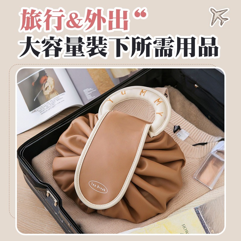 懶人束口化妝包 抽繩化妝包 化妝收納包 懶人抽繩化妝包 化妝袋 化妝包 手提化妝包 收納化妝袋 旅行防水化妝包-細節圖9