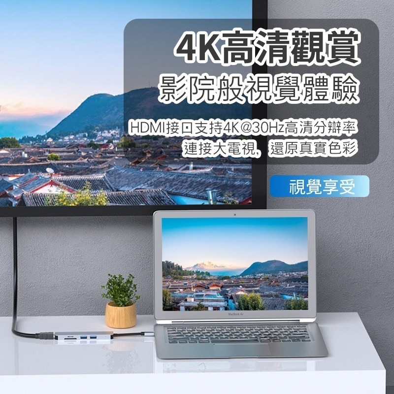 Type-C擴充轉接器 六合一多功能擴充埠 六合一轉接器 多功能轉接器 Type-C擴充轉接器 轉接器-細節圖3