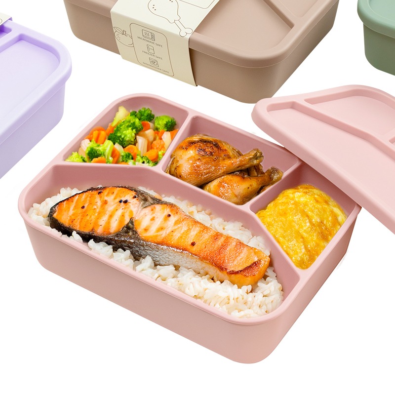 莫蘭迪矽膠餐盒 微波便當盒 可蒸便當盒 三格便當盒 四格便當盒 便當盒 餐盒 矽膠保鮮盒 分隔便當盒-細節圖2