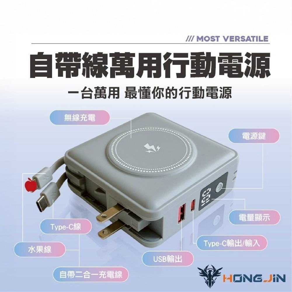 全能旅充行動電源 10000mAh 快充充電器 15000mAh 行動電源 快充 充電寶 多功能行動電源 萬能充 行充-細節圖3