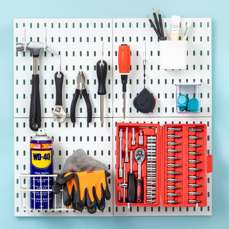 【10件組】洞洞收納板配件C01收納置物架 墻上置物架 掛式置物架 收納 浴室收納 收納壁板 北歐家居 工具掛板 壁板-細節圖6