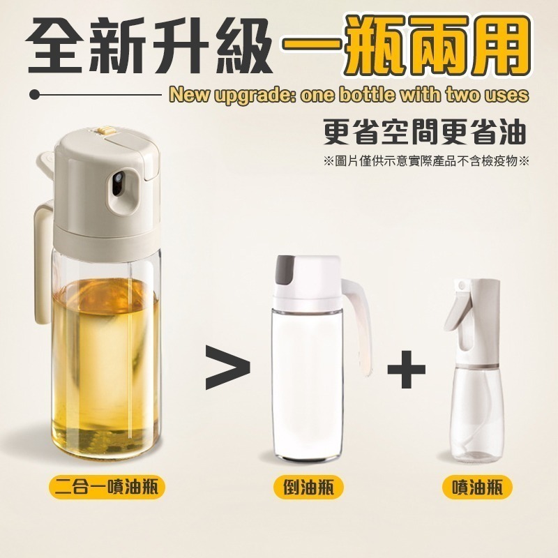 噴倒兩用 550ml二合一噴油瓶 兩用油壺 油壺 470 ml 噴倒兩用油壺 噴油瓶 二合一油壺 玻璃噴油瓶-細節圖3
