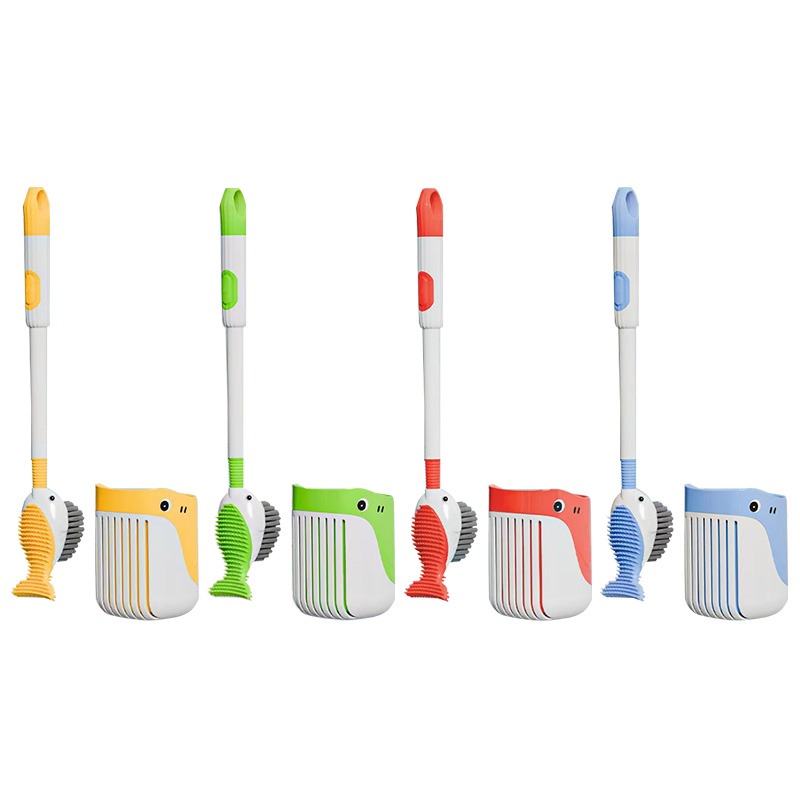 按壓出液 加液鯨魚馬桶刷 馬桶刷 鯨魚馬桶刷 加液馬桶刷 廁所刷 清潔刷 軟膠馬桶刷 噴噴鯨魚馬桶刷 矽膠馬桶刷-細節圖2