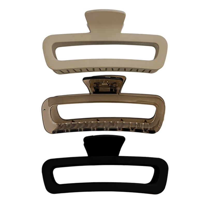 方形鯊魚夾 鯊魚夾 霧面鯊魚夾 大號鯊魚夾 簡約髮夾 氣質髮夾 日系髮夾 抓夾 長方形縷空鯊魚夾 韓系抓夾-細節圖2