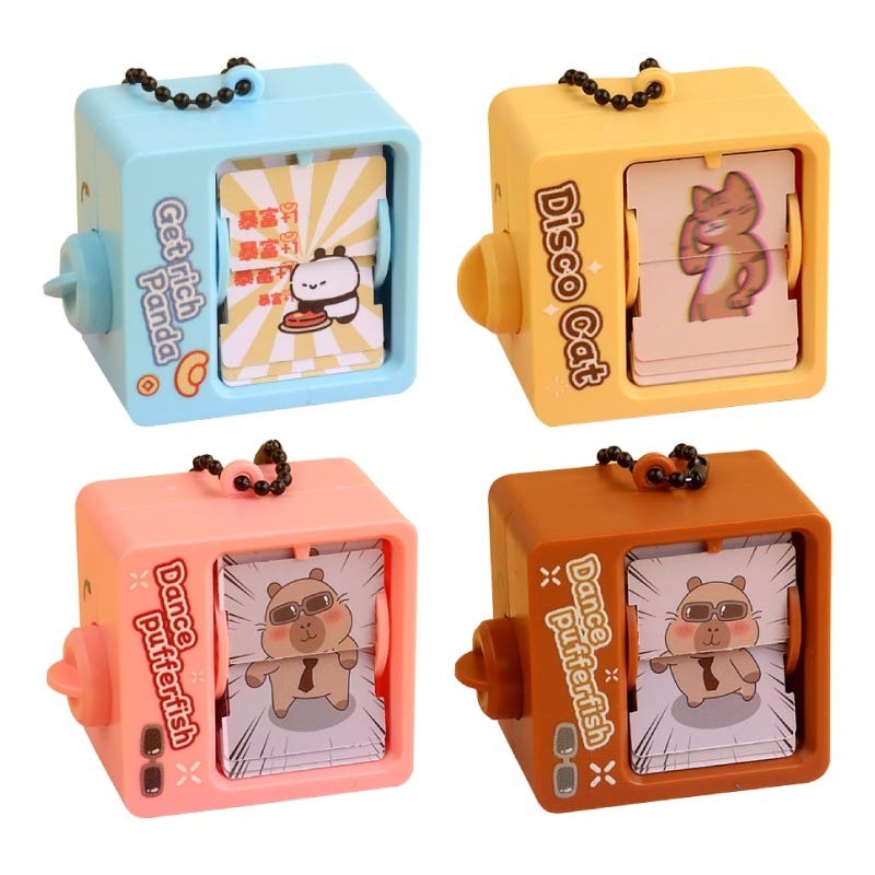 一轉即翻 萌寵翻翻書 翻翻書 小巧動畫機 可愛翻翻書 翻頁動畫書 動畫機吊飾 動畫書 捲動動畫書 翻頁書鑰匙圈 電視書-細節圖2