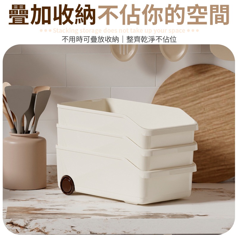 多種尺寸 斜口廚房收納盒 廚房收納盒 收納盒 斜口收納盒 帶輪斜口收納盒 帶輪收納盒 零食收納盒 收納籃 小物收納盒-細節圖8