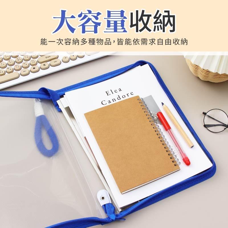 手提A4文件袋 拉鏈收納袋 書本收納袋 試卷收納袋 透明文件袋 資料袋 文件收納袋-細節圖7