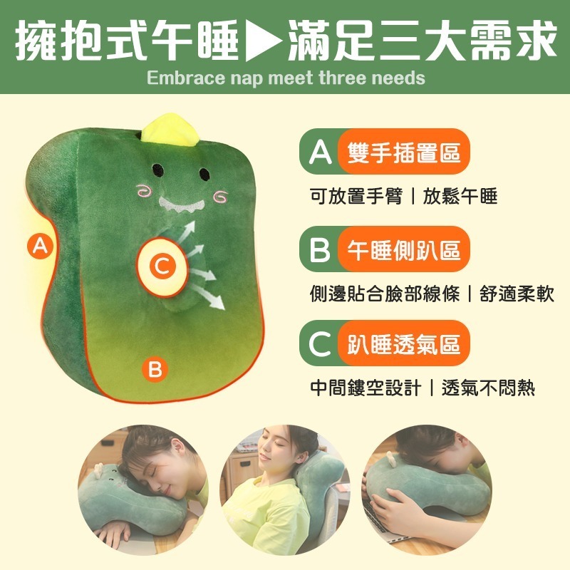 透氣孔設計 萌趣午睡枕 辦公枕 睡枕 卡通趴睡枕 趴睡枕 辦公靠枕 午休枕 靠枕 抱枕 涼感記憶午睡枕-細節圖5