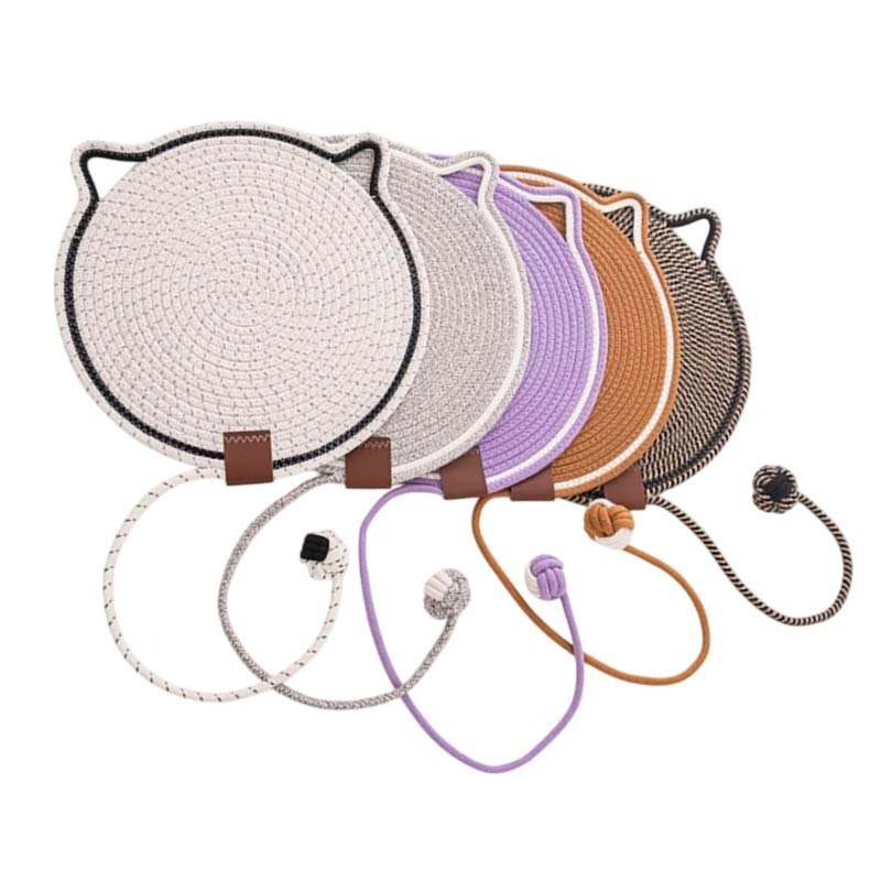 棉麻貓趴墊 手工編織 寵物墊 編織貓爪墊 造型寵物墊 棉麻墊 貓抓墊 貓睡墊 貓抓板 貓抓地毯-細節圖2