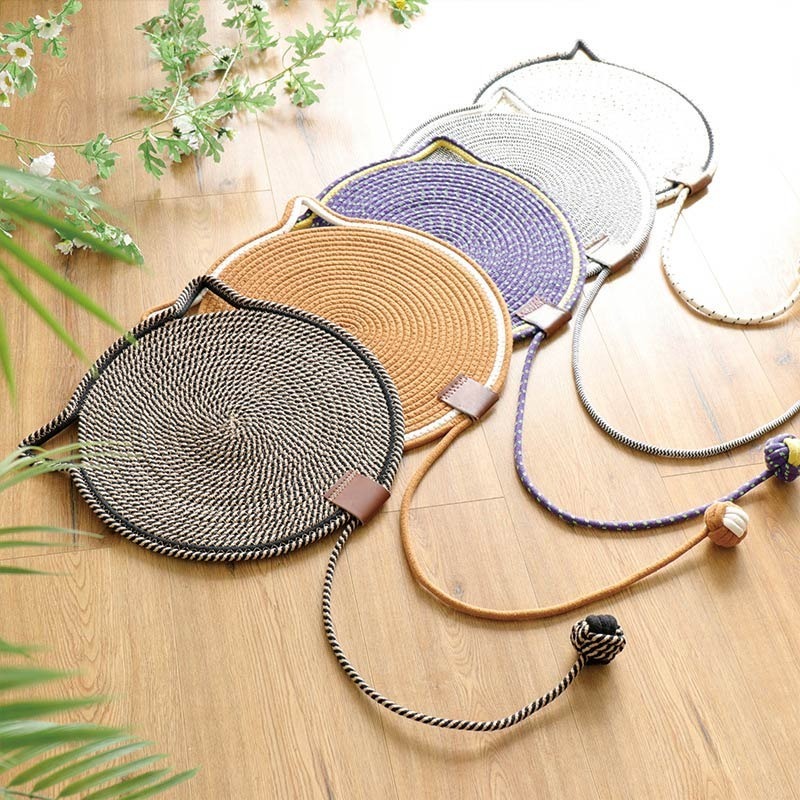 棉麻貓趴墊 手工編織 寵物墊 編織貓爪墊 造型寵物墊 棉麻墊 貓抓墊 貓睡墊 貓抓板 貓抓地毯-細節圖11