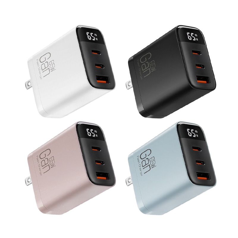 65W氮化鎵數顯快充頭 三孔快充頭 氮化鎵充電器 GaN充電頭 65w充電頭-細節圖2