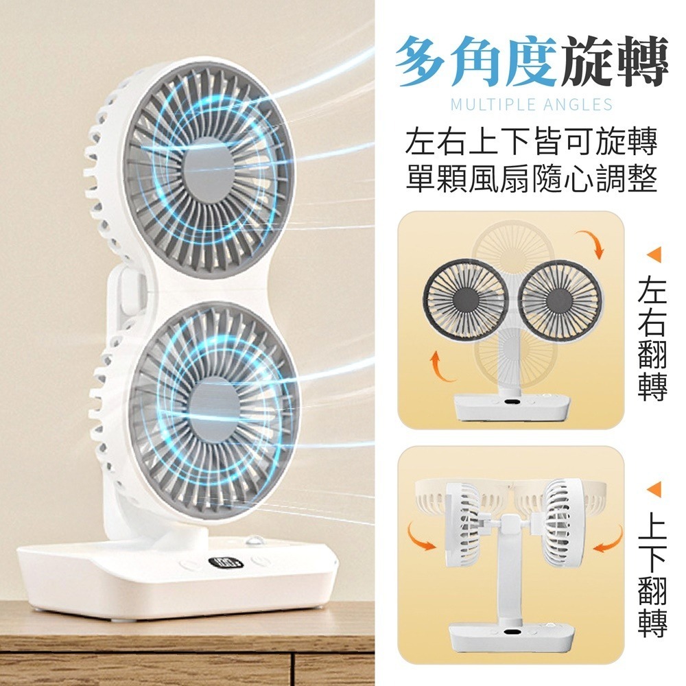 雙頭桌面壁掛風扇 雙頭電風扇 雙頭風扇 雙頭桌面風扇 多功能雙頭風扇 壁掛風扇 風扇-細節圖4