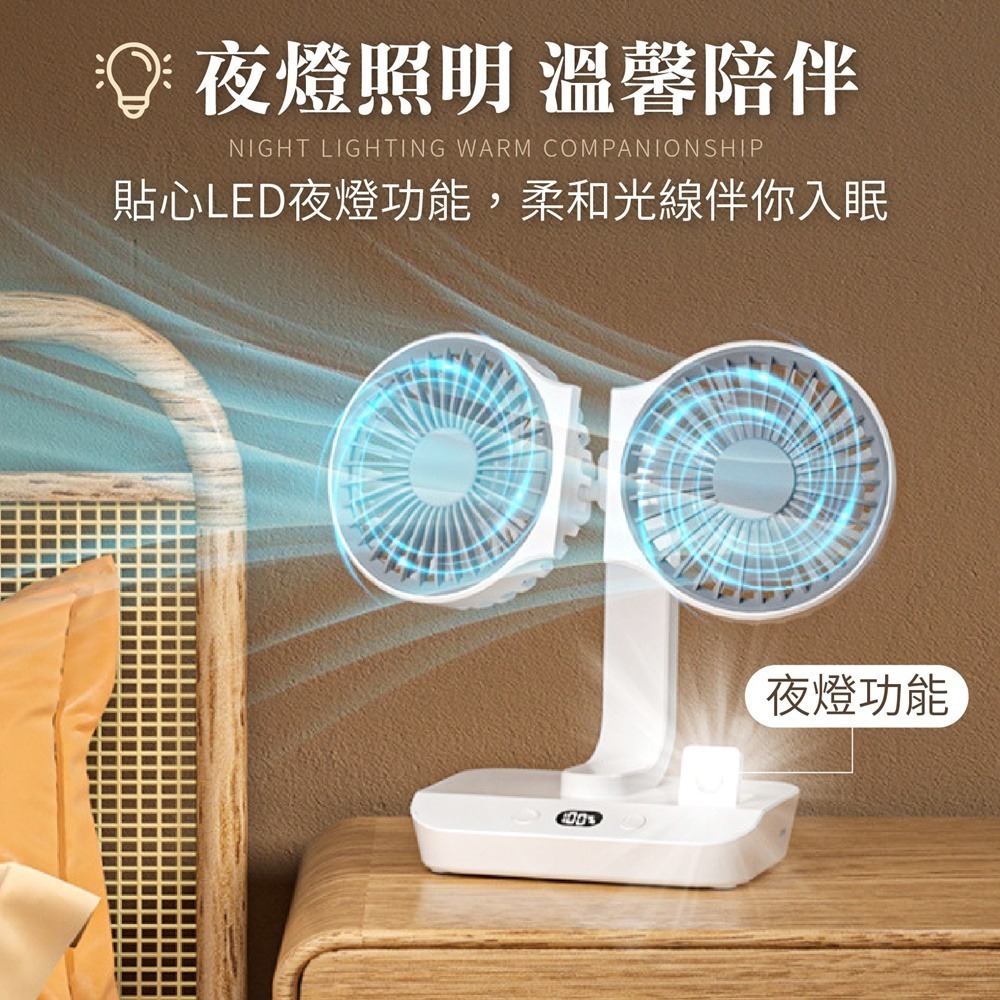 雙頭桌面壁掛風扇 雙頭電風扇 雙頭風扇 雙頭桌面風扇 多功能雙頭風扇 壁掛風扇 風扇-細節圖8