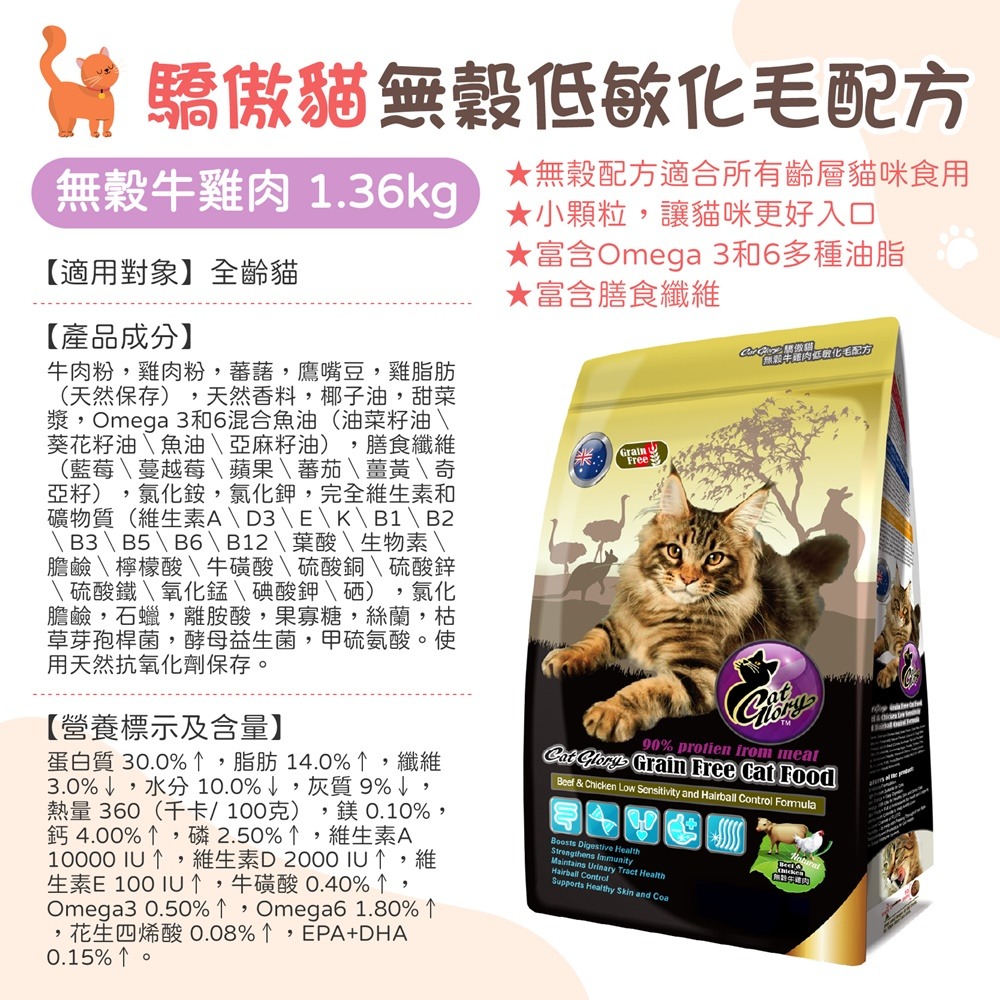 無穀貓糧(牛雞肉)1.36kg