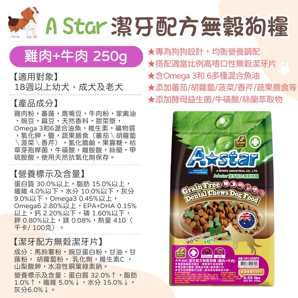 無穀狗糧(雞肉+牛肉)250g