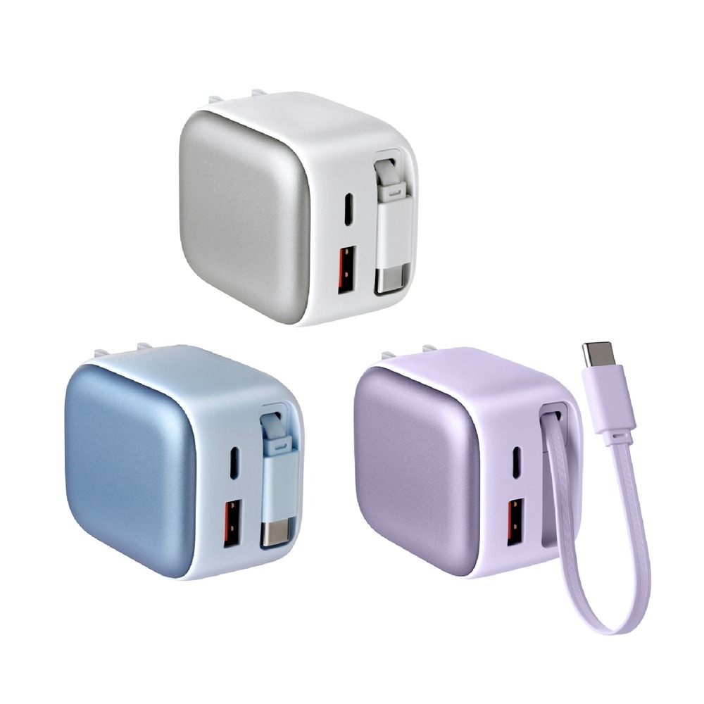 35W氮化鎵伸縮線快充頭 GaN充電頭 伸縮線快充頭 氮化鎵充電頭 快充充電頭 伸縮線充電器 PD快充充電頭-細節圖2