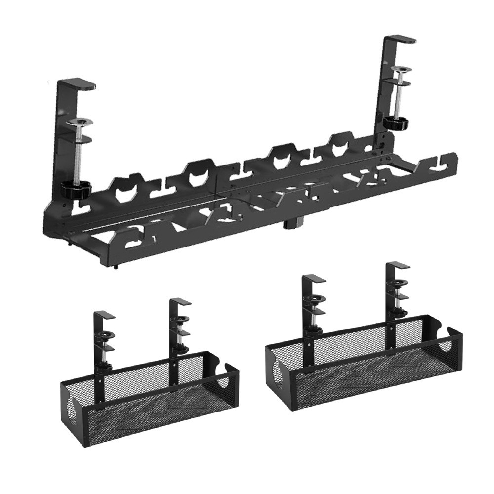 【一物多用！收納幫手】 桌下理線置物架 桌下理線架 桌下集線器 桌下理線架 延長線收納 桌下理線器 免打孔理線架-細節圖2