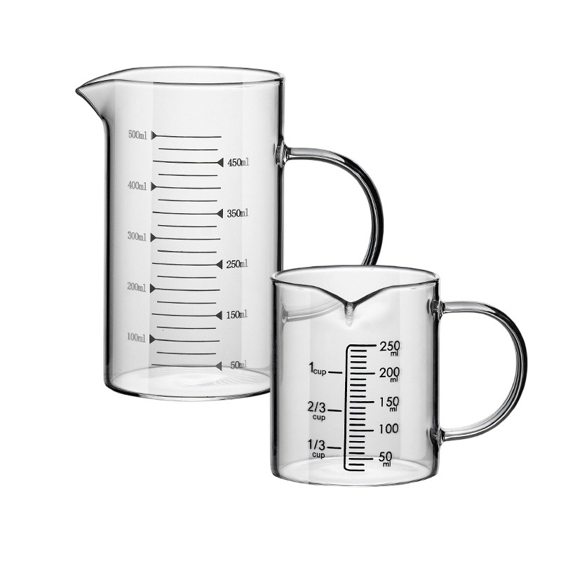 玻璃刻度量杯 玻璃量杯 咖啡玻璃量杯 玻璃刻度杯 耐熱量杯 烘焙量杯 刻度料理杯 耐熱玻璃量杯-細節圖2