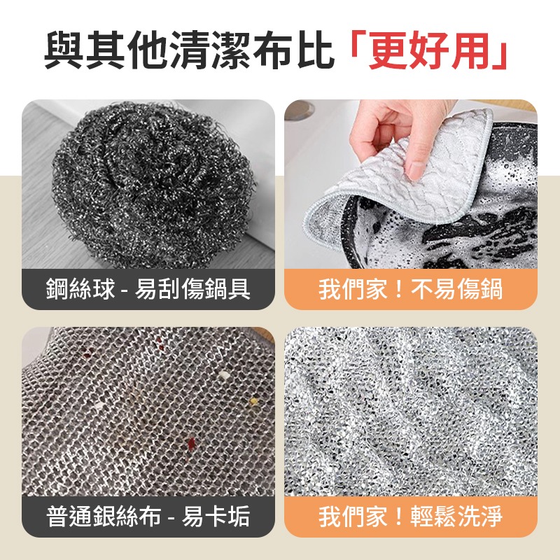 雙面銀絲洗碗布 10入 鋼絲洗碗布 銀絲抹布 百潔布 鋼絲抹布-細節圖3