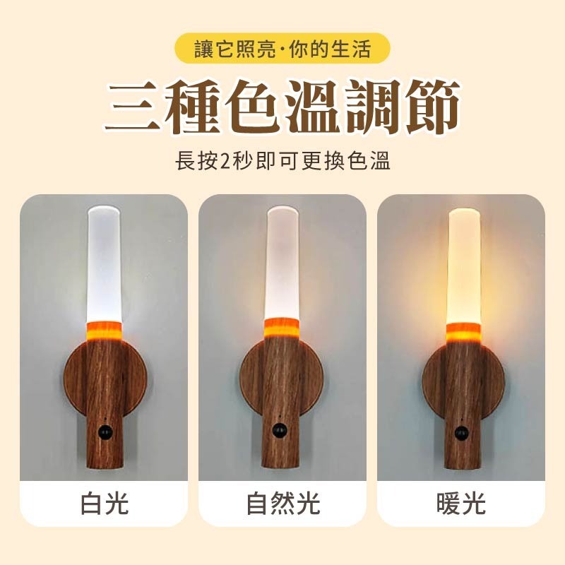 壁掛磁吸感應燈 壁掛感應夜燈 人體感應小夜燈 仿木紋磁吸小夜燈 磁吸人體感應燈-細節圖5