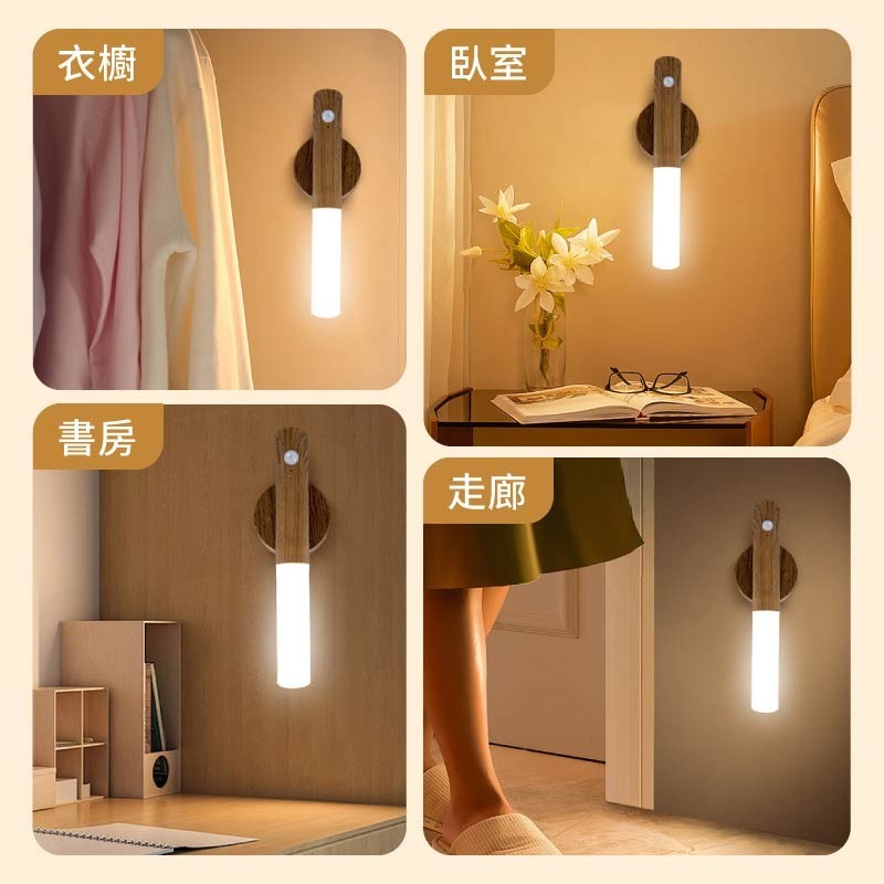 壁掛磁吸感應燈 壁掛感應夜燈 人體感應小夜燈 仿木紋磁吸小夜燈 磁吸人體感應燈-細節圖9
