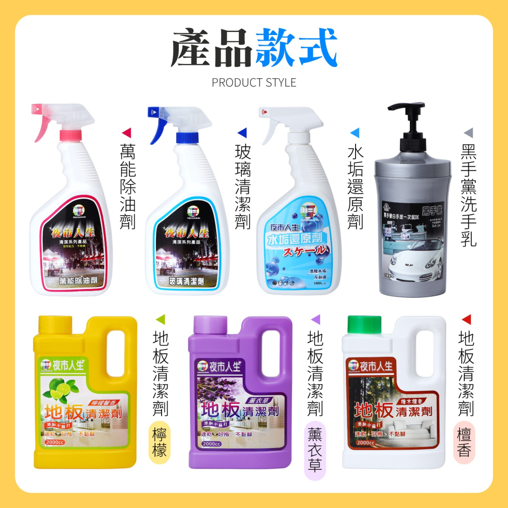 夜市人生 清潔劑系列 萬能除油劑 玻璃清潔劑 水垢還原劑 黑手黨洗手乳 地板清潔劑 廚房清潔劑 浴室清潔劑 廚房除油劑-細節圖3