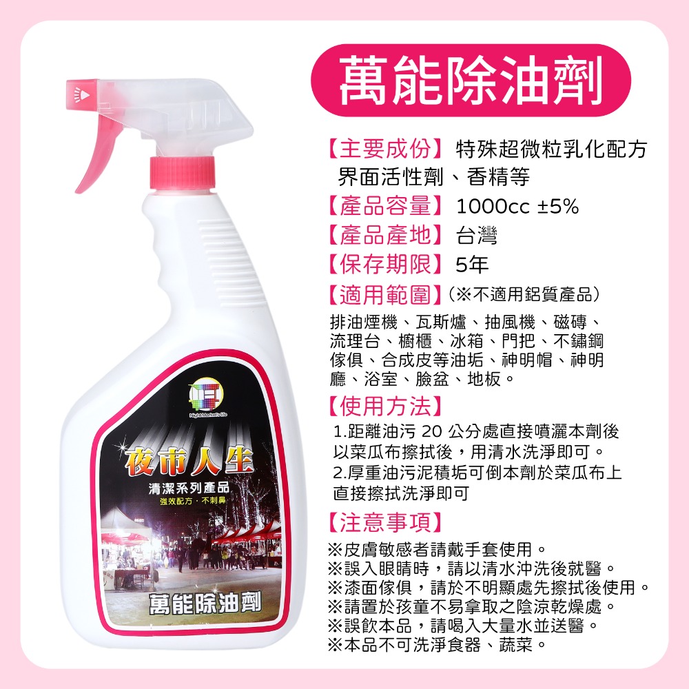 夜市人生 清潔劑系列 萬能除油劑 玻璃清潔劑 水垢還原劑 黑手黨洗手乳 地板清潔劑 廚房清潔劑 浴室清潔劑 廚房除油劑-規格圖11