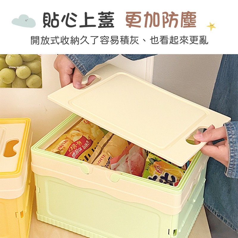 帶蓋折疊收納籃 折疊置物籃 手提籃 野餐籃 購物籃 帶蓋收納籃-細節圖4