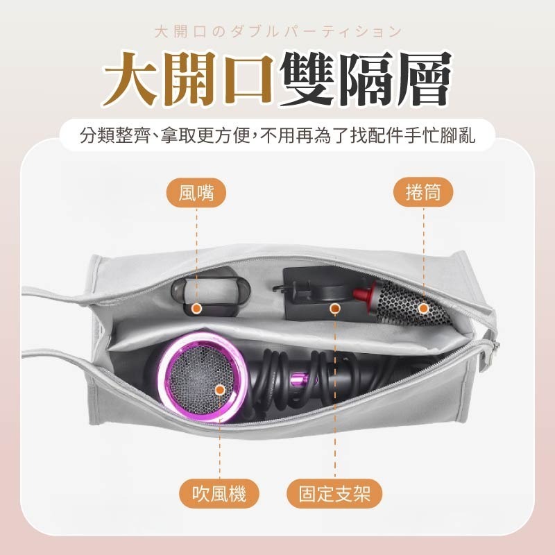 吹風機收納包 化妝刷收納袋 風筒配件收納 電棒收納袋 大容量雙層收納包-細節圖6