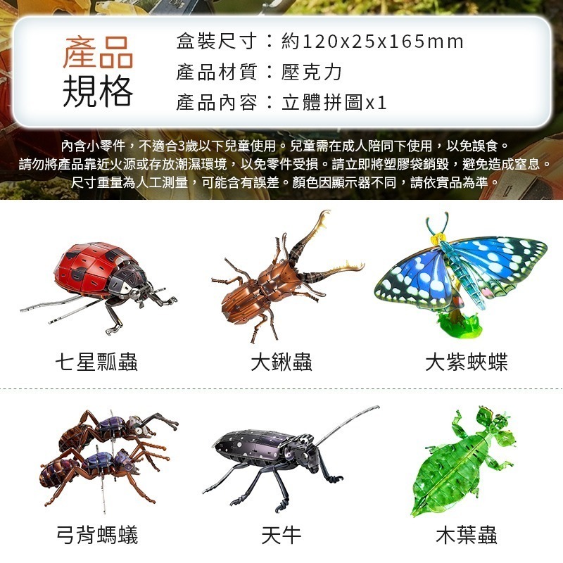 擬真3D立體拼圖 壓克力拼圖 交換禮物 昆蟲拼圖 立體拼圖-細節圖7