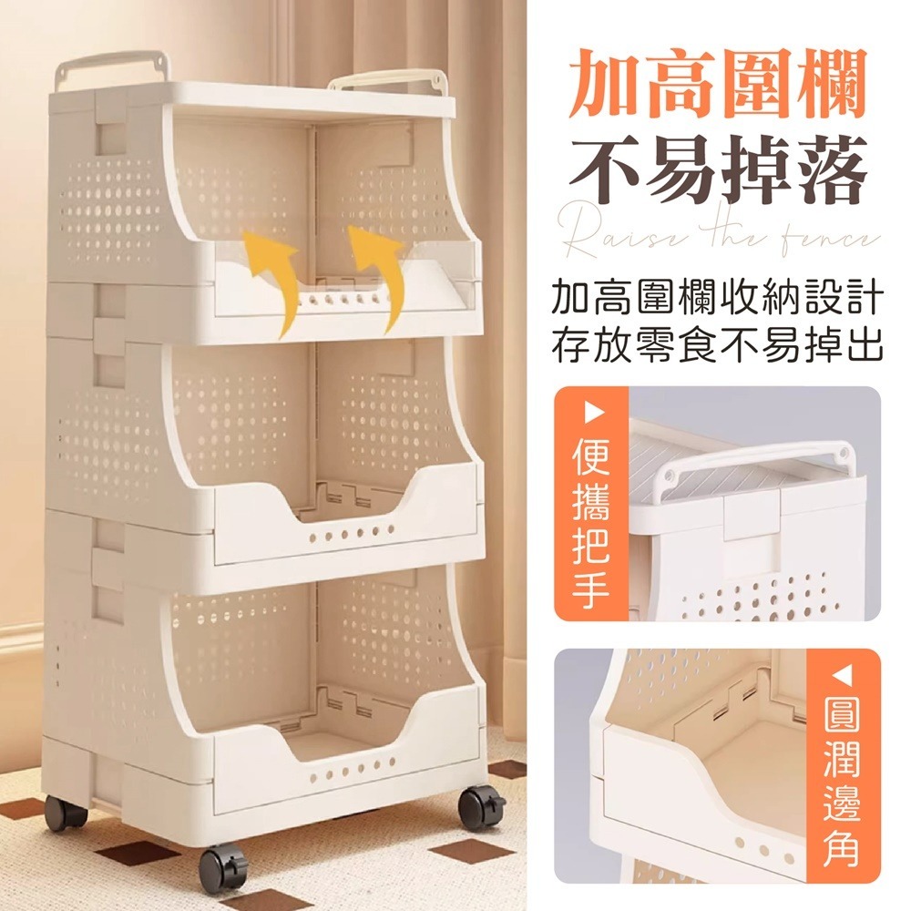 零食收納置物推車 零食置物架 帶輪小推車 置物手推車 可移動收納架 多層置物架推車 收納推車 層架推車 移動推車-細節圖6