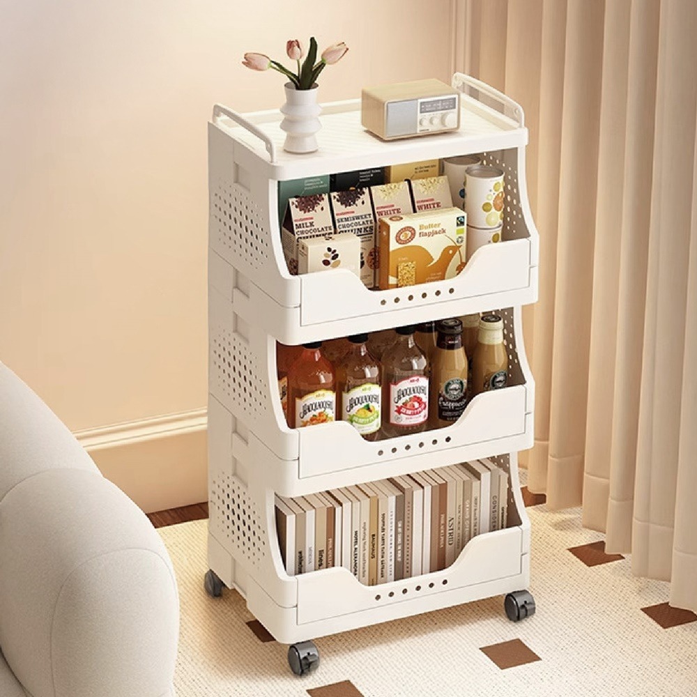 零食收納置物推車 零食置物架 帶輪小推車 置物手推車 可移動收納架 多層置物架推車 收納推車 層架推車 移動推車-細節圖10