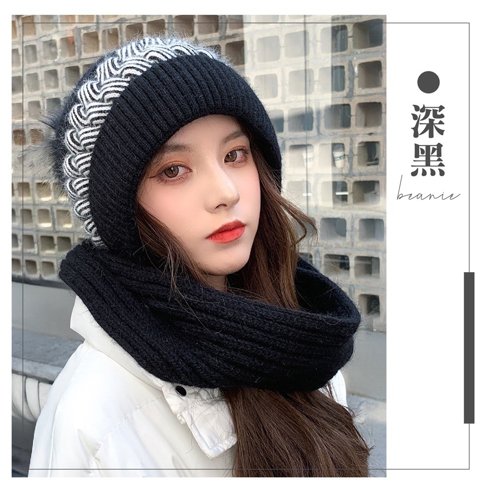 甜美針織圍巾帽 針織圍巾帽 帽子圍巾一件式 保暖脖圍 針織毛帽 圍巾帽 針織帽 圍脖 毛帽 套頭帽 圍巾-規格圖8