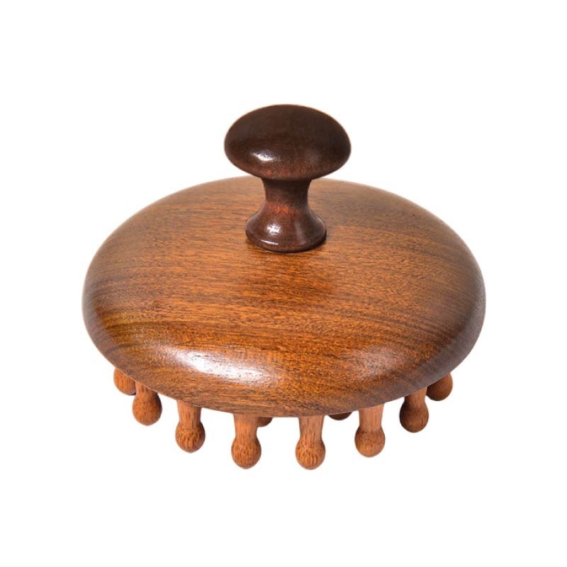 【大爆炸3C】 檀木圓盤按摩梳 檀木圓盤梳 圓盤按摩梳 頭皮按摩梳 頭部按摩梳子-細節圖2