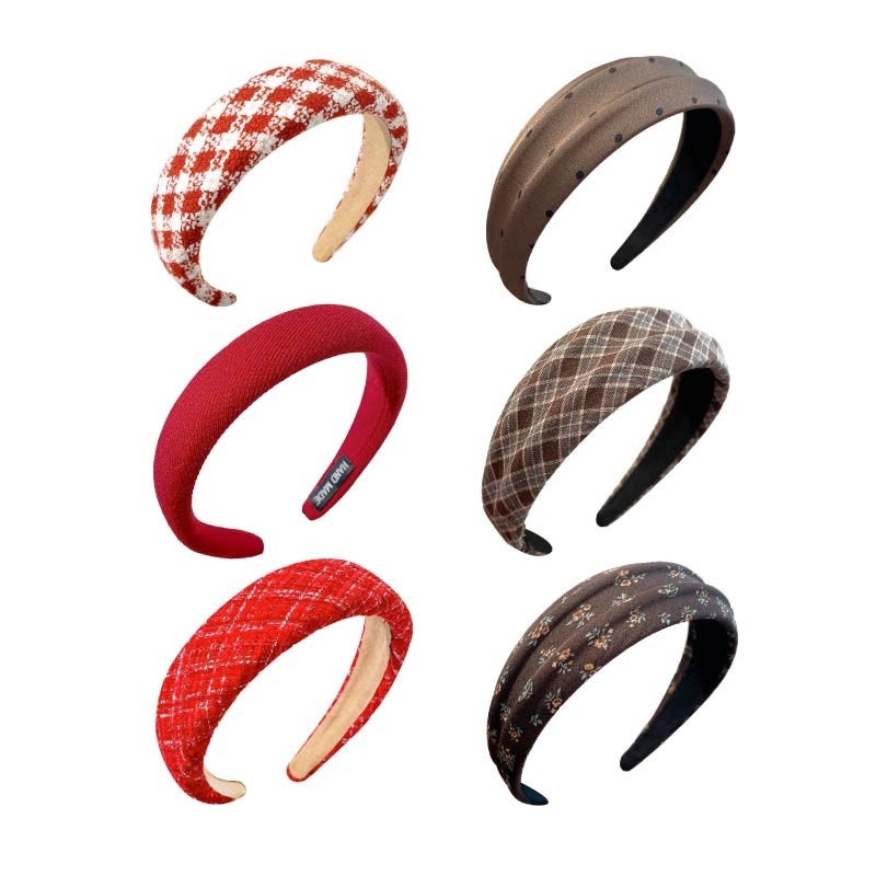 秋冬復古髮箍 秋冬髮箍 紅色復古髮箍 聖誕紅素色髮箍 大紅色髮箍 復古寬邊頭箍-細節圖2